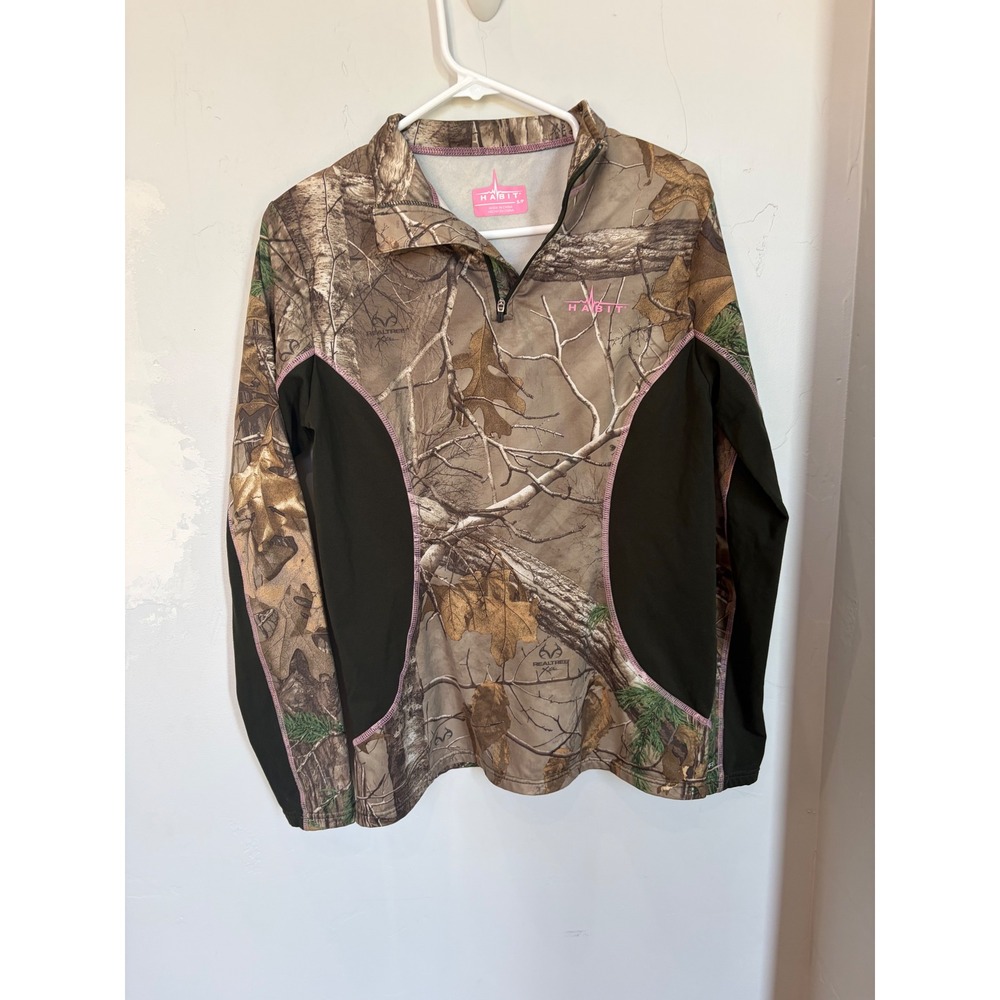 Habit Womens Realtree Xtra Camo Quarter Zip Pullover Night Forest Pink S PT1078